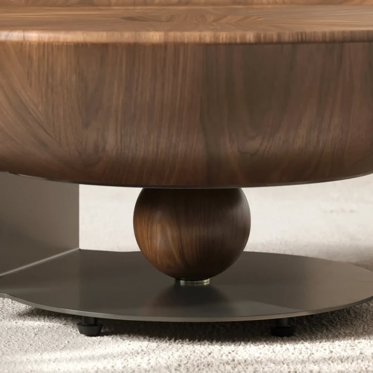 صورة طقم طاولات أوربيتا – تصميم وعاء من الخشب الطبيعي مع طاولة جانبية زجاجية