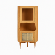 Hutch Natural Corner Cabinet 2-Door with Rattan