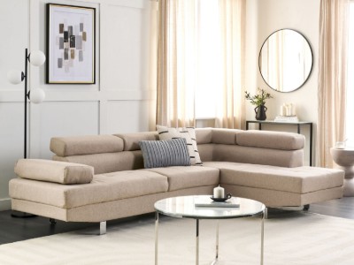 Picture of Norrea Corner Sofa – Natural Wood Frame with Adjustable Headrests