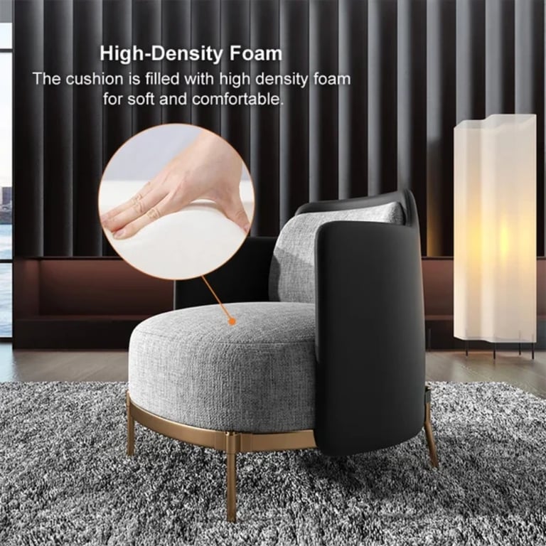 صورة كرسي ديبورا بذراعين – تصميم أنيق بقاعدة خشب طبيعي