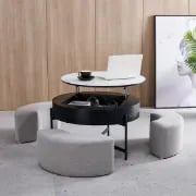 صورة زاڤو – طاولة قهوة بسطح قابل للرفع من الخشب الطبيعي مع وحدة تخزين