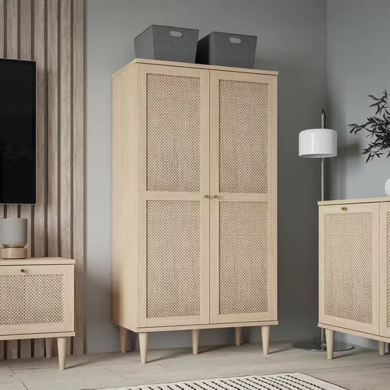 Picture of Roma Wardrobe Natural wood with Rattan