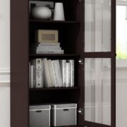 Liyan Glass Storage Cabinet – Natural Wood