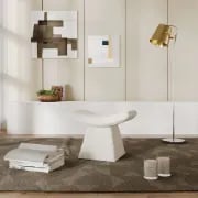 Sova Curved Ottoman – Bouclé Upholstery with Artistic Silhouette