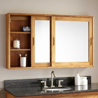 مرايات حمام باشون بوحدة تخزين  خشبي