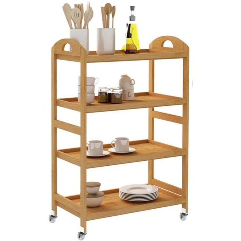 Soges 4-Tier Kitchen Storage Shelf Rolling Kitchen Cart Movable Storage