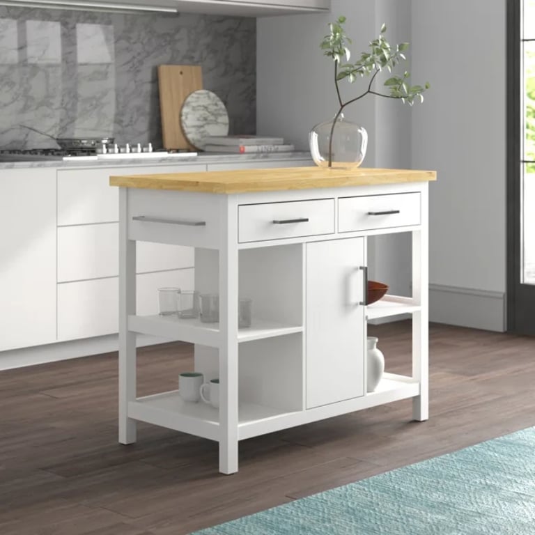 Flury Small Kitchen Island with storage