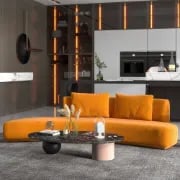 Picture of Timberline Orange Sofa Velvet Upholstered Sofa