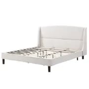 Monroe – Elegant Upholstered Bed with Natural Wood Frame