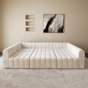 صورة لوريا كنبة ركنية متغيرة –  ٦مقاعد بقاعدة من الخشب الطبيعي