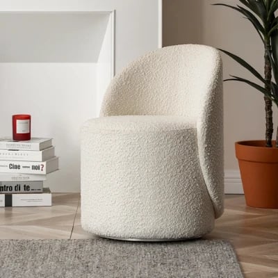 Elenora Vanity Chair – Natural Wood & Premium Fabric