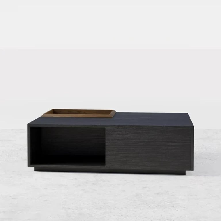 صورة سيلا طاولة قهوة عصرية وخشب طبيعي مع مساحة تخزين