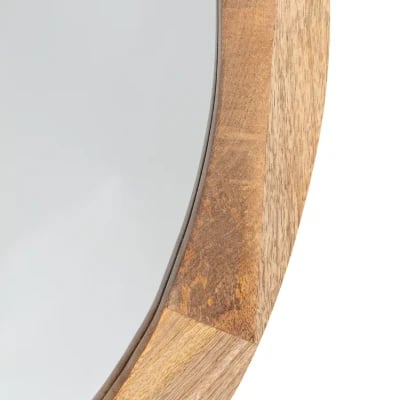 Amane Round Solid Wood Wall Mirror