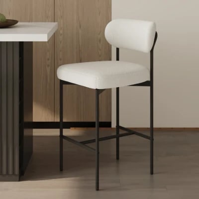 Vellor Upholstered Counter Stool – Black Frame