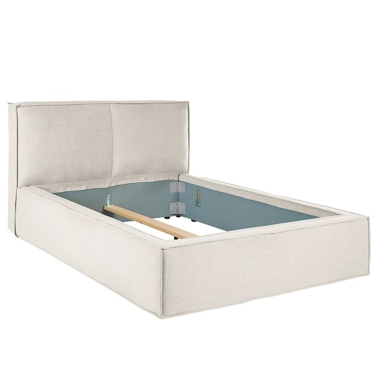 Picture of Nara – Natural wood bed frame upholstered in natural linen fabric