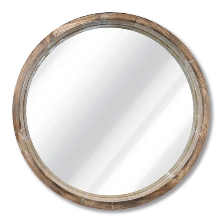 Eberlein Round Wood Wall Mirror