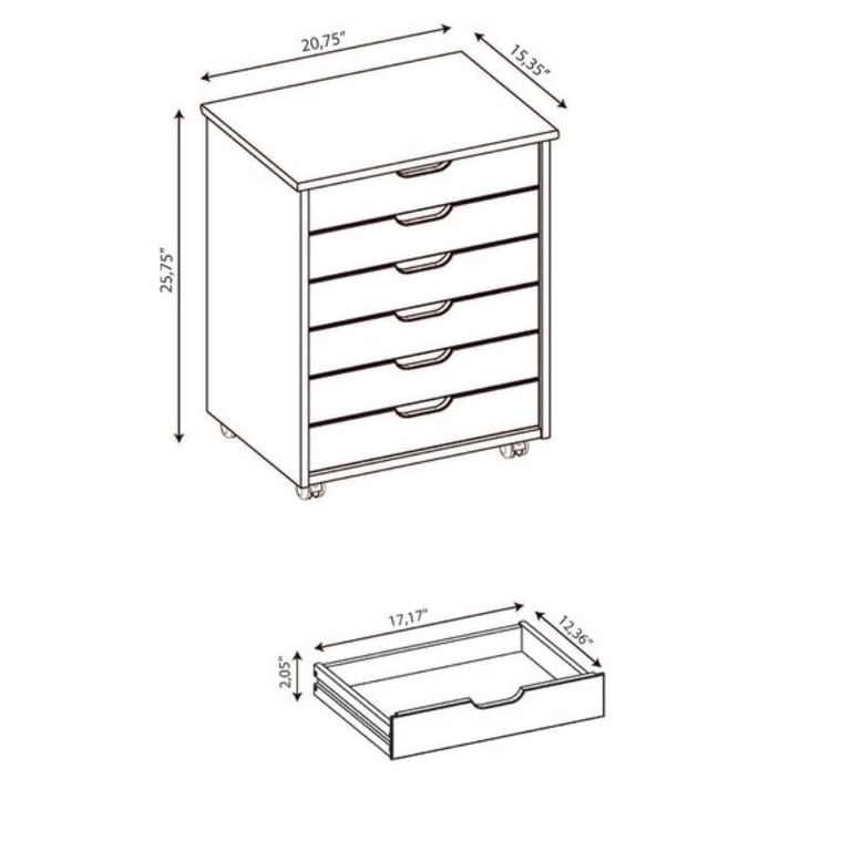 صورة وحدة تخزين بريشاى بـ 6 أدراج بعجلات – عملية وعصرية قابلة للتحريك