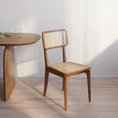 Picture of Lyna Handwoven Cane & Wood Chair – Classic Natural Elegance