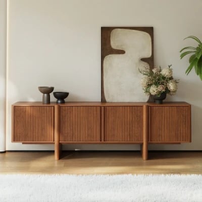 Picture of Tavora Natural Wood Sideboard – Fluted Door Design