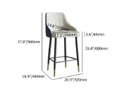 Élégance Bar Stool – Quilted Back with Gold Accents - Natural wood