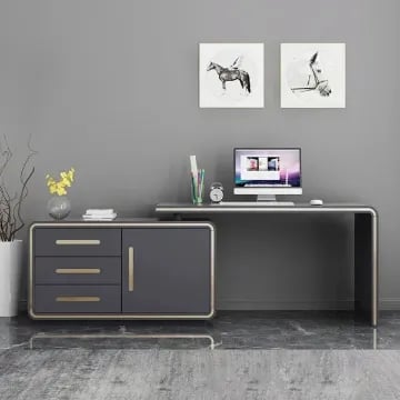 Picture of Laro – Modern Natural Wood Desk with File Cabinet & Drawers