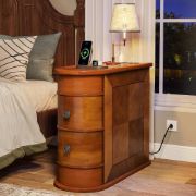 Picture of Rico Natural Wood Side Table – Rounded Design with Dual Drawers