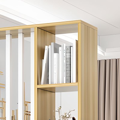 Merin – Natural Wood Room Divider with Shelves on Both Sides