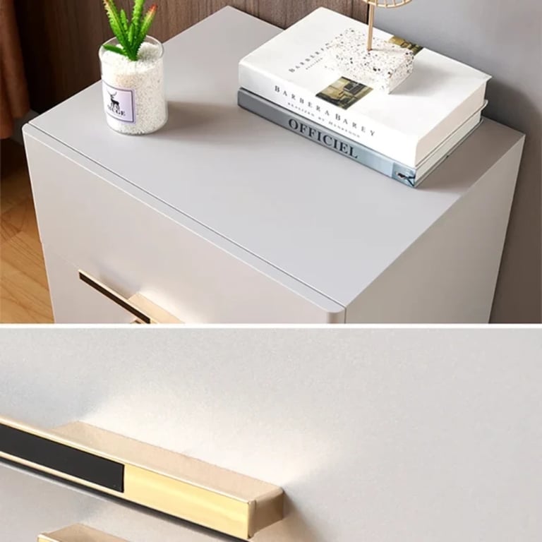 Picture of Grayish White Nightstand Modern 2-Drawer
