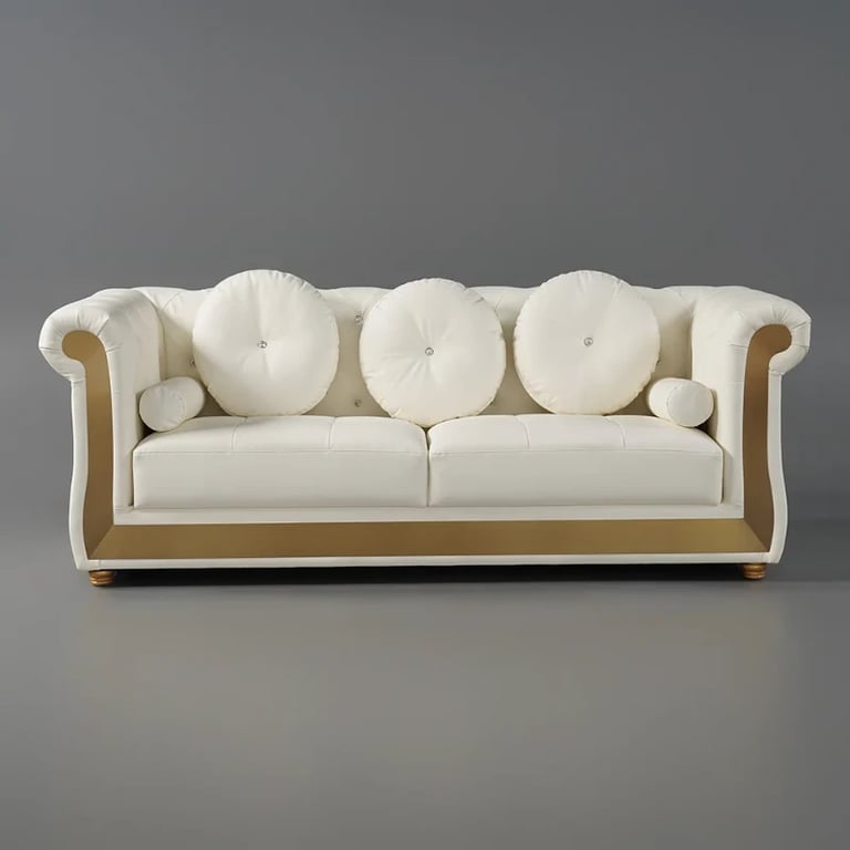 Picture of Delora Luxe Harmony Sofa – White with Gold Accents