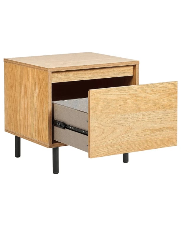 Novea – Natural Wood Bedside Table with Hidden Drawer