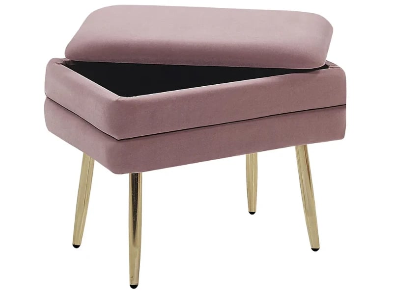 Elyen Ottoman – Contemporary Soft-Touch Design with Natural Wood Frame and Golden Metal Legs