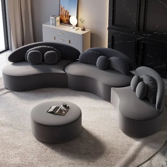 Picture of Rotana Curved Floor Sectional Sofa – Artistic 3-Piece Design