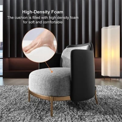 صورة كرسي ديبورا بذراعين – تصميم أنيق بقاعدة خشب طبيعي