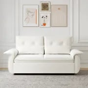 Velin Convertible Sofa Bed – Padded Arms with Natural Wood Frame