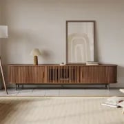 Valeno – Practical TV Unit – Natural Wood with Metal Legs