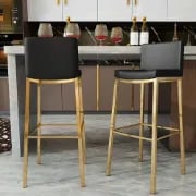 صورة كرسي بار أڤيلين – هيكل معدني ذهبي مع مقعد ومسند ظهر مبطن