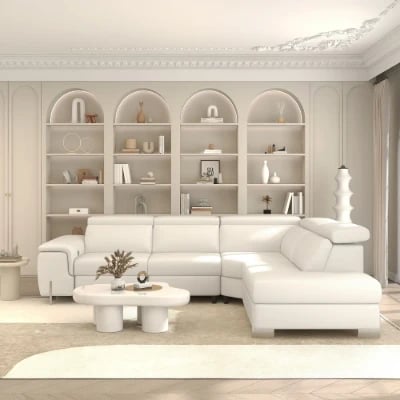 Picture of Burley Natural Wood L-Shaped Sectional – Adjustable Backrests