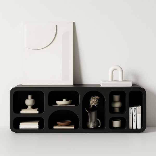 صورة سيلڤن وحدة تلفزيون ومكتبة متعددة الاستخدام – خشب طبيعي