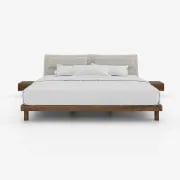 صورة سرير فيلفيون العصري - خشب طبيعي