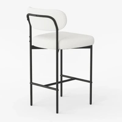 Vellor Upholstered Counter Stool – Black Frame