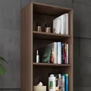Picture of Master bookcase with 3 shelves and metal frame - natural wood