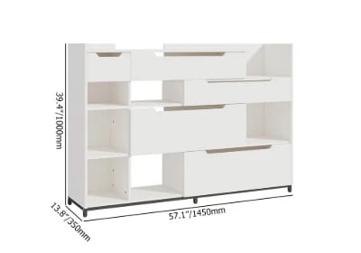 Nordic White Shoe Storage Cabinet with 7 Shelves 5 Drawers Entryway Shoe Storage