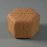 Maven – Upholstered ottoman with a simple and elegant design and a natural wood frame.