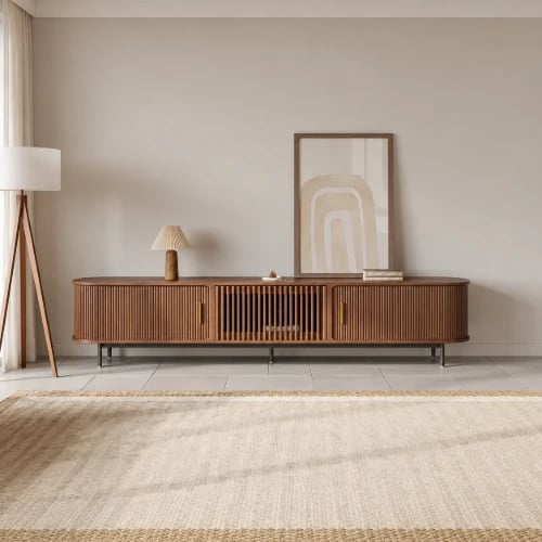 Valeno – Practical TV Unit – Natural Wood with Metal Legs