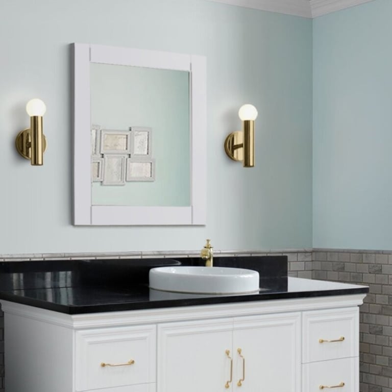 Wood Framed Mirror In Blue