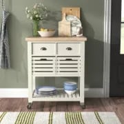Diwai Rolling Kitchen Cart with Solid Wood Top