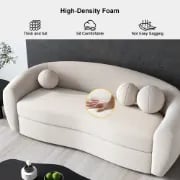 Picture of Serenity Modern White Teddy Velvet 3 Seaters Curved Sofa