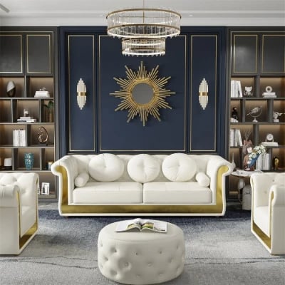 Picture of Delora Luxe Harmony Sofa – White with Gold Accents