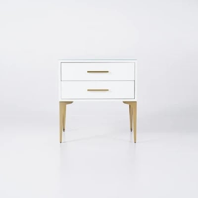 Hype Nightstand – Glossy Modern Design with Two Drawers and Gold Legs