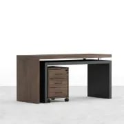 Picture of Alvar –Swivel L-Shaped Desk with Movable File Cabinet -Natural Wood